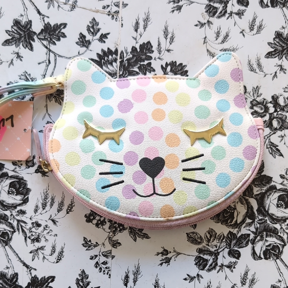 Betsey Johnson Cat Face Polka Dot Wristlet